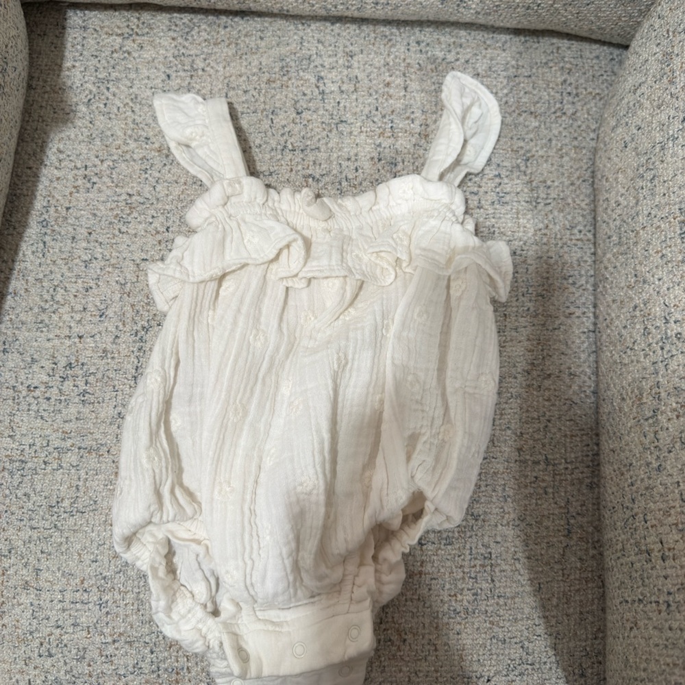 Cat & Jack Cream Baby Romper with Ruffle Straps